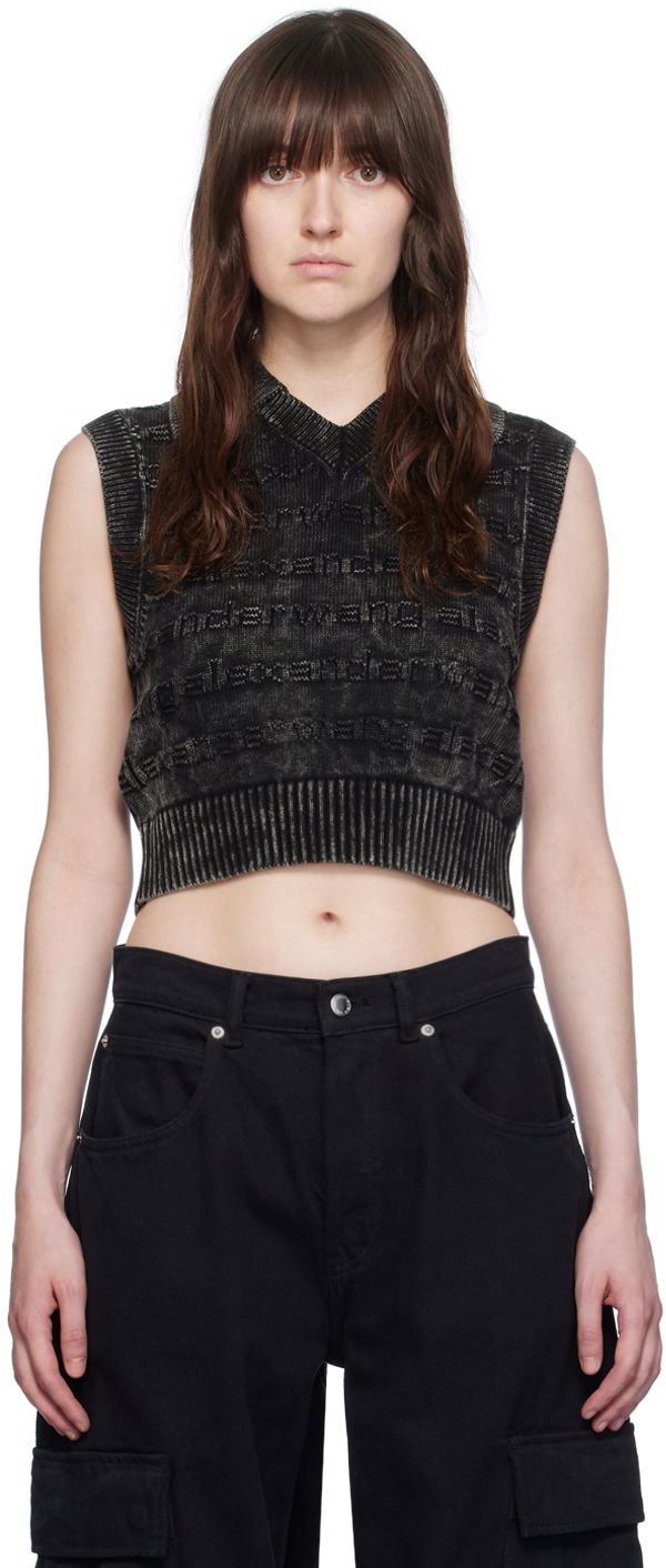 Пуловер Alexander Wang Black 3D Logo Vest Черно | 1KC3241058