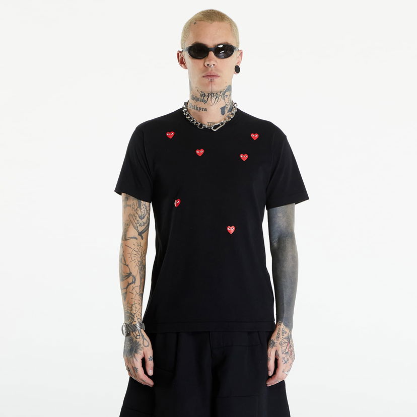 Тениска Comme des Garçons PLAY Short Sleeve Logo Print T-Shirt UNISEX Black Черно | AXT338 black