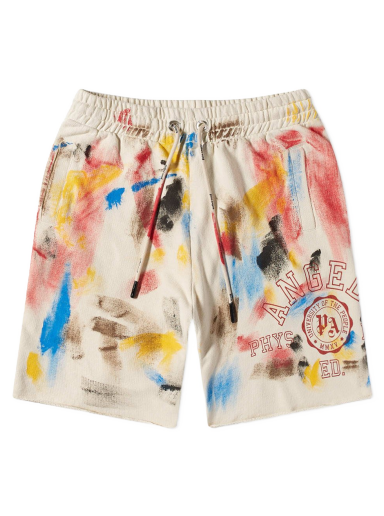 Къси панталони Palm Angels Painted College Logo Sweat Short Бяло | PMCI010S22FLE0070325