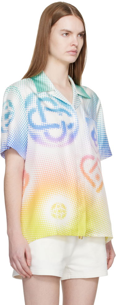 Риза Casablanca Halftone Logo Short Sleeve Silk Shirt Многоцветен | W-SP26-SH-200-02, 1
