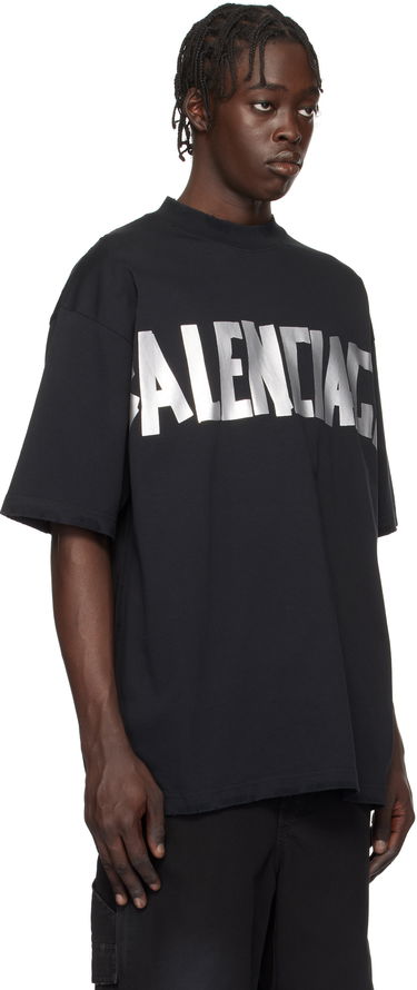 Тениска Balenciaga New Tape Type Graphic Print T-Shirt Черно | 739784-TQVQ8-1073, 1