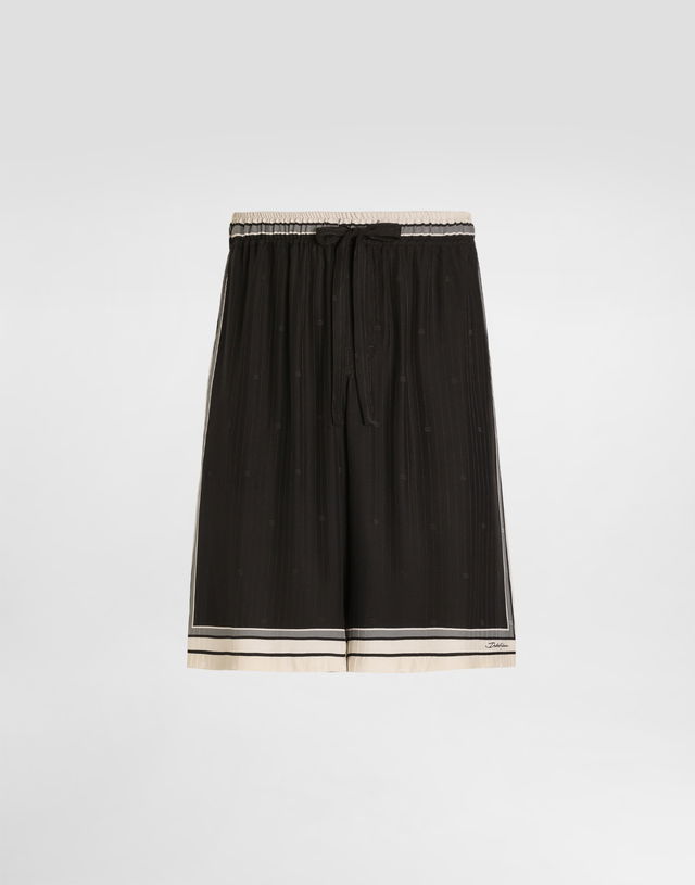 Logo And Stripe-print Vanity Silk Bermuda Shorts