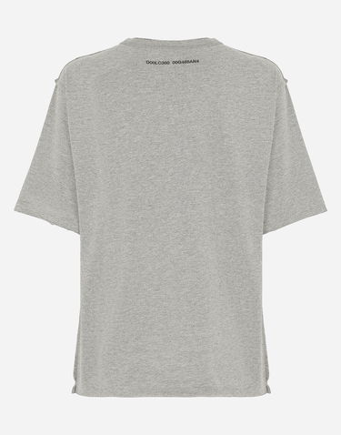 Тениска Dolce & Gabbana Cotton Interlock T-shirt With Logo Print Сиво | G8RF4TG7K0CS8290, 1