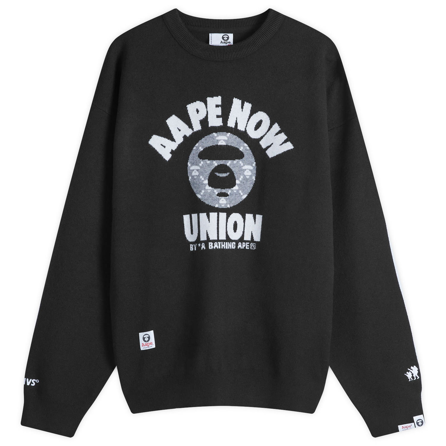 Пуловер AAPE by A Bathing Ape AAPE Union Monogram Knit Sweater Черно | AAPKNMB370XXNBKX, 0