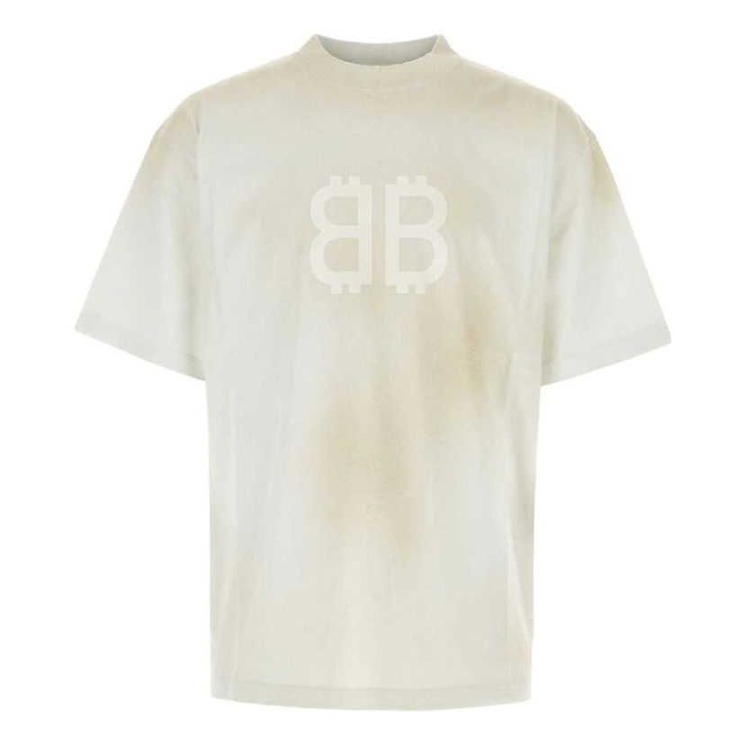 Тениска Balenciaga BB Strass Medium Fit T-Shirt Бяло | 739784TOVU69012