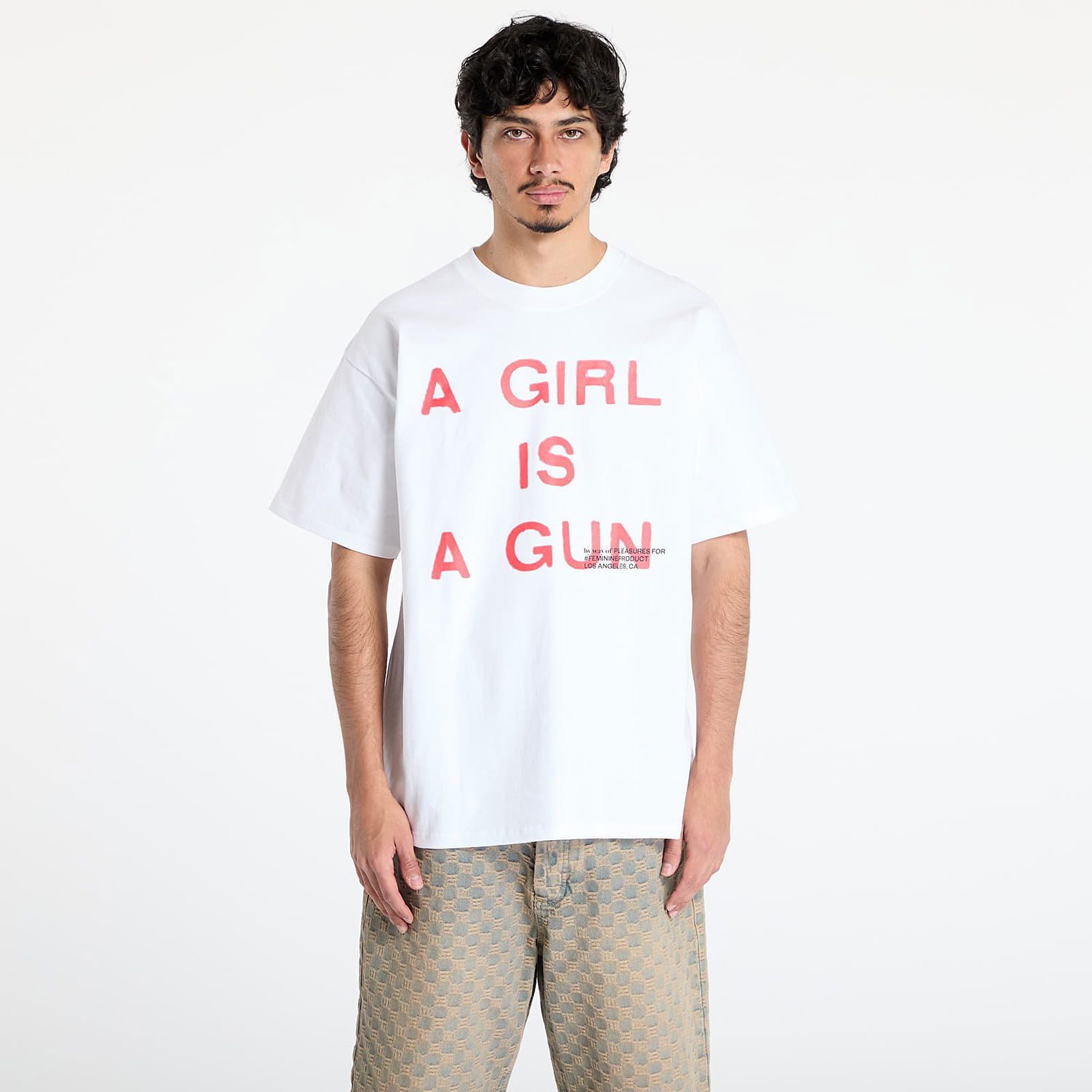 Тениска Pleasures PLEASURES Girl Is A Gun Graphic T-Shirt Бяло | P25SU061 WHITE, 0
