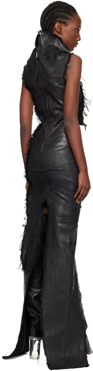 Pокля Rick Owens Distressed Raw-Edge Cowl-Neck Sleeveless Concordians Etna Maxi Dress Черно | RO02E4598 SBMC99, 2
