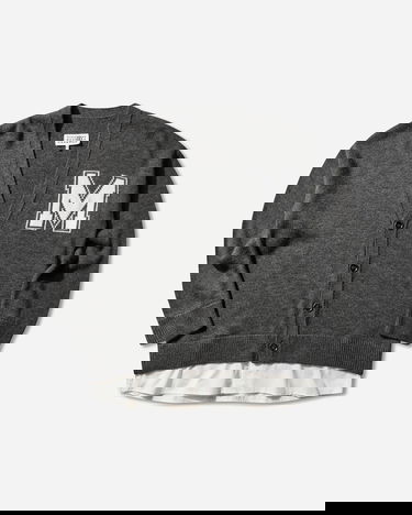 Пуловер Maison Margiela Two-in-One Knit V-Neck Cardigan with Varsity Letter M Сиво | SH0HP0012 855M, 0