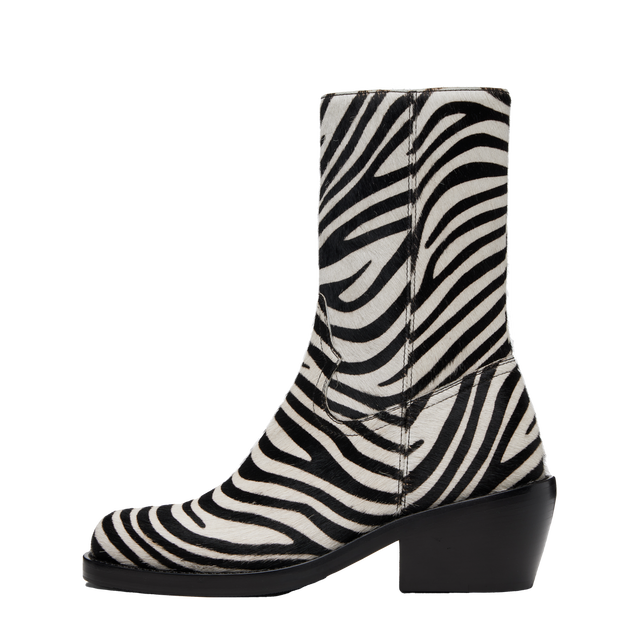 Dries Van Noten Zip Zebra Print Haircalf Boots