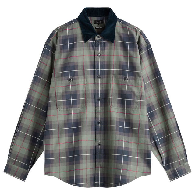 Corduroy Collar Check Work Shirt, Size Small