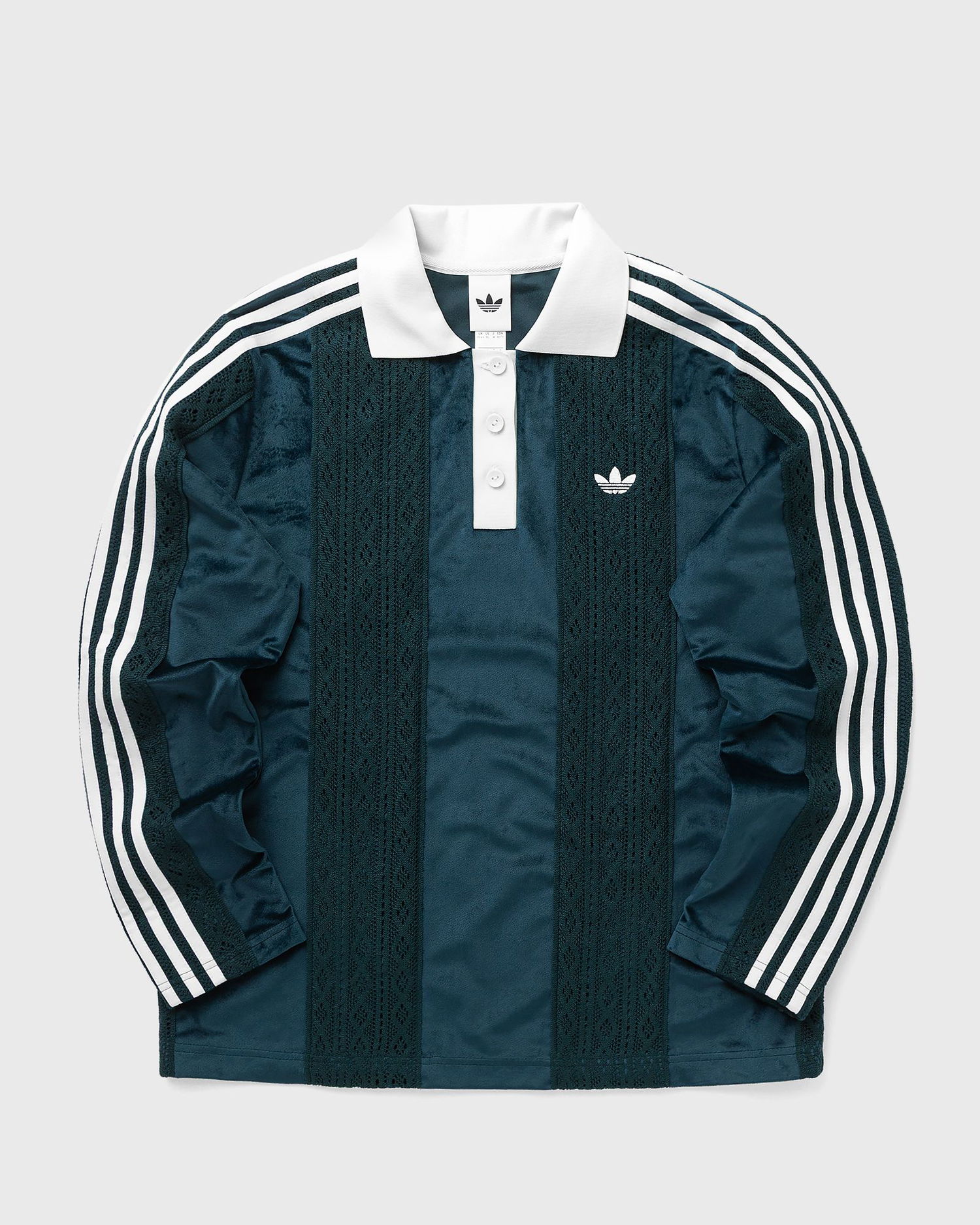 Фланелка adidas Originals Long Sleeve Polo Jersey with Textured Panels and Three-Stripes Зелено | KS7796, 1