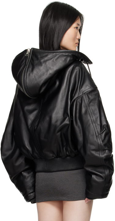 Яке бомбър The Attico Attico Leather Bomber Jacket with Hood Черно | 247WCB62 L054, 2