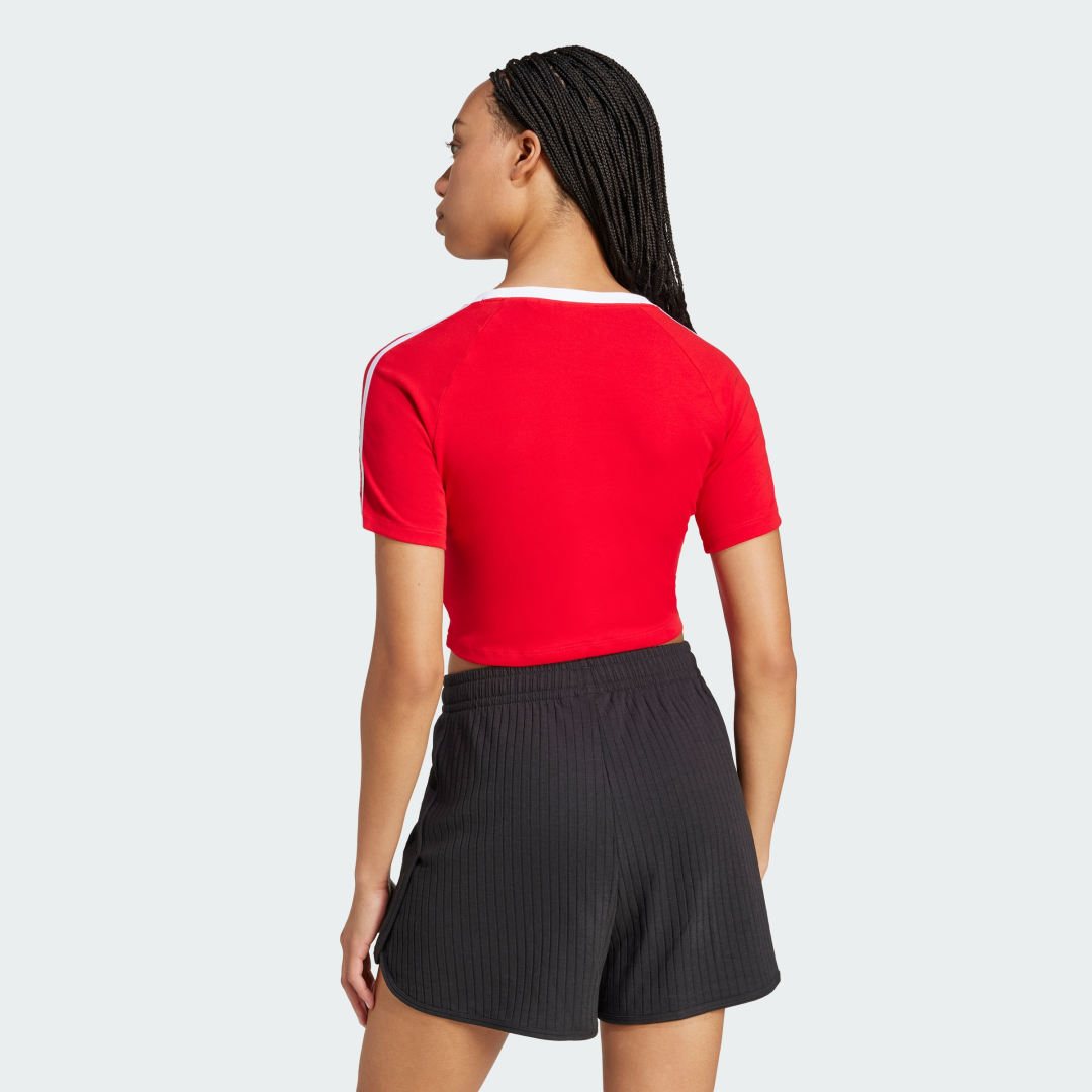 Съкратен топ adidas Performance 3-Stripes Crop T-Shirt Червено | JD0303, 1