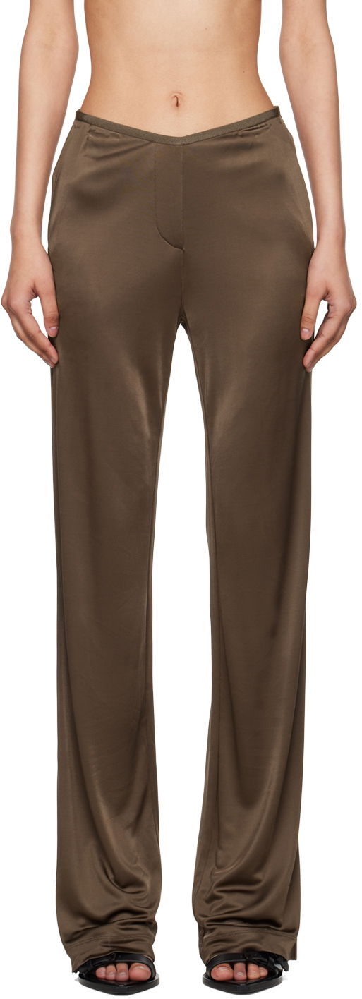 Панталони Helmut Lang Helmut Lang Car Satin Trousers Кафяво | O02HW205, 0