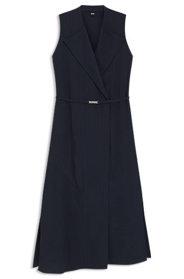 Pокля BOSS Pinstripe Sleeveless Wrap Dress Тъмно синьо | 50548494, 0