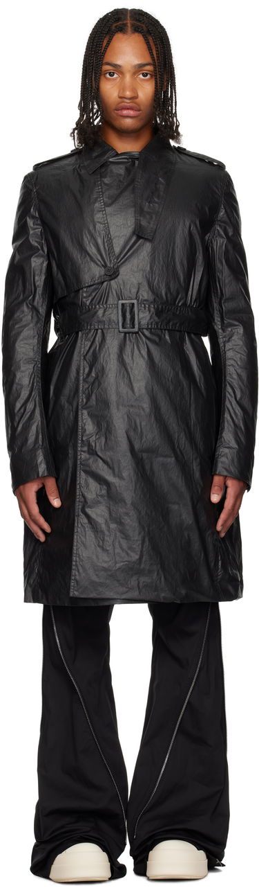 Тренчкот Rick Owens Concordians Mastrotrench Belted Crinkled Trench Coat Черно | RU02E1972 PCT, 0