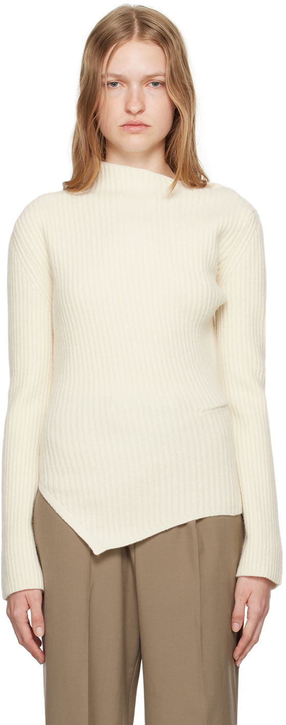 Пуловер Róhe Twisted Ribbed Sweater Бяло | 413-23-129