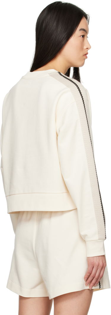 Пуловер Moncler Moncler Cropped Sweatshirt with Striped Trim Бяло | K10938G0003389A1K, 2