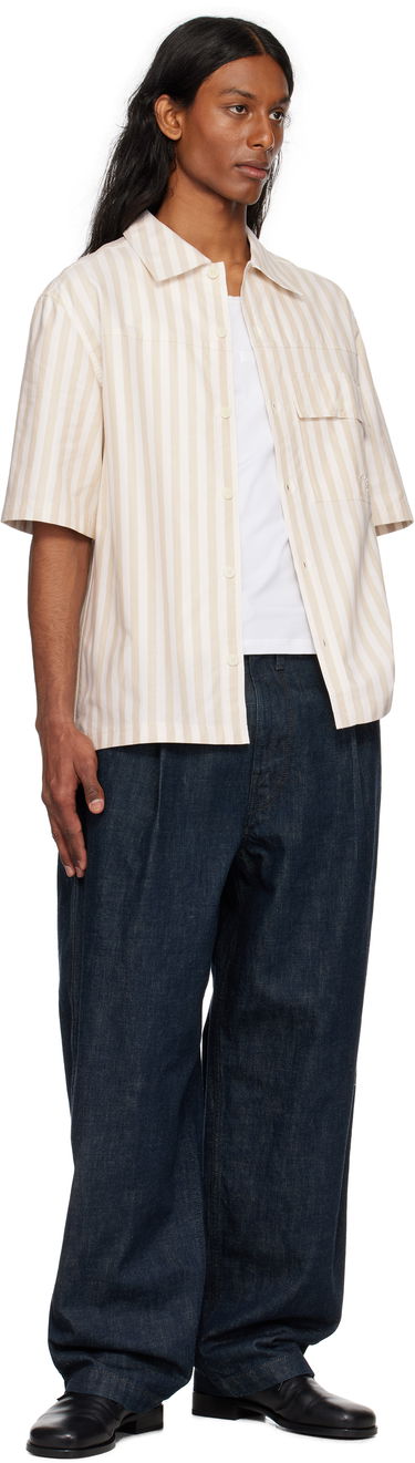 Риза MAISON KITSUNÉ Maison Kitsuné Short Sleeve Overshirt Бежово | OM00429WC5045, 3