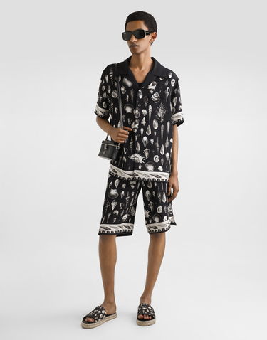 Къси панталони Dolce & Gabbana Dolce & Gabbana Shell-Print Crêpe Shorts Черно | GV37ATHI1ZFHN5PI, 3