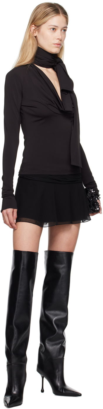 Пола Blumarine Blumarine Cowl Neck Long Sleeve Top Черно | A422C286A, 3