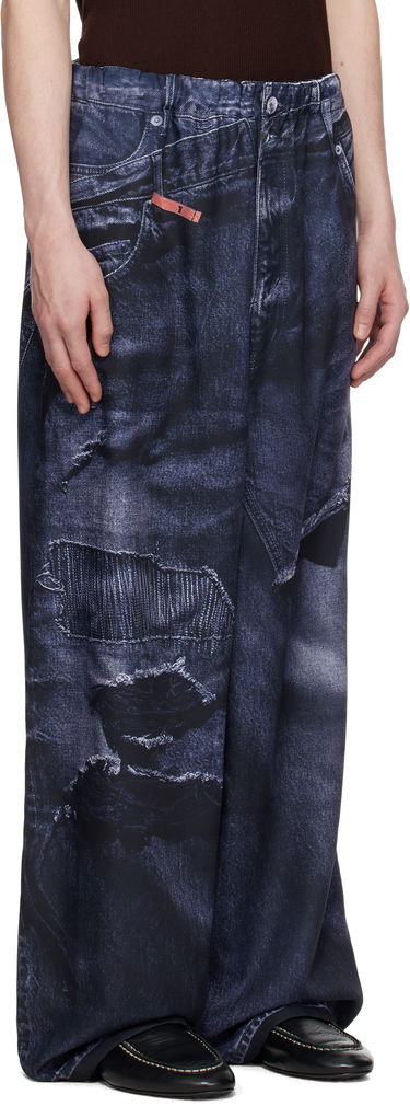 Дънки Maison MIHARA YASUHIRO Maison MIHARA YASUHIRO TALKING ABOUT THE ABSTRACTION Edition Trompe-l'oeil Wide Leg Trousers Синьо | C14PT404, 1