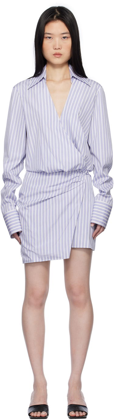 Pокля The Attico Attico Striped Wrap Shirt Mini Dress Лилаво | 250WCA00394 CCC051AA, 0