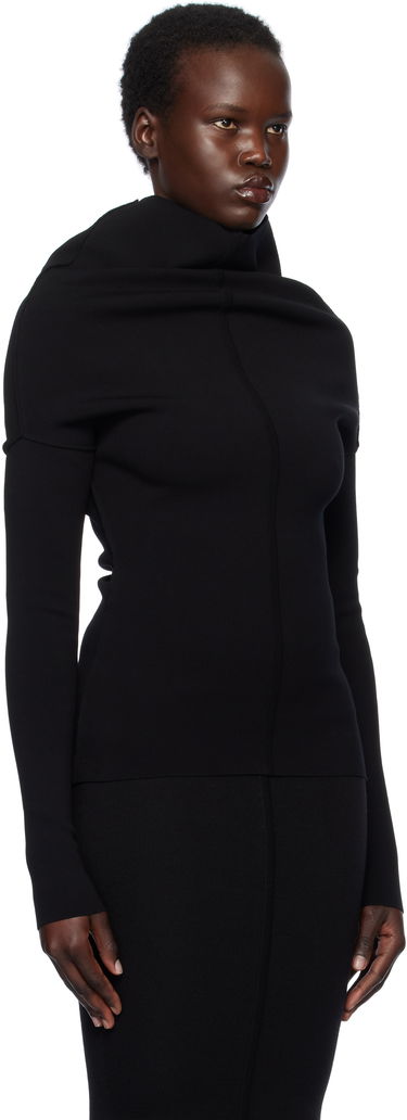 Пуловер Rick Owens Rick Owens Hollywood Draped Long Sleeve Turtleneck Top Черно | RP01E7690 KST, 1