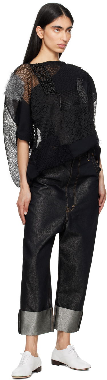 Дънки Junya Watanabe Junya Watanabe Glitter Denim Cropped Jeans Черно | JO-P018-051-1, 3