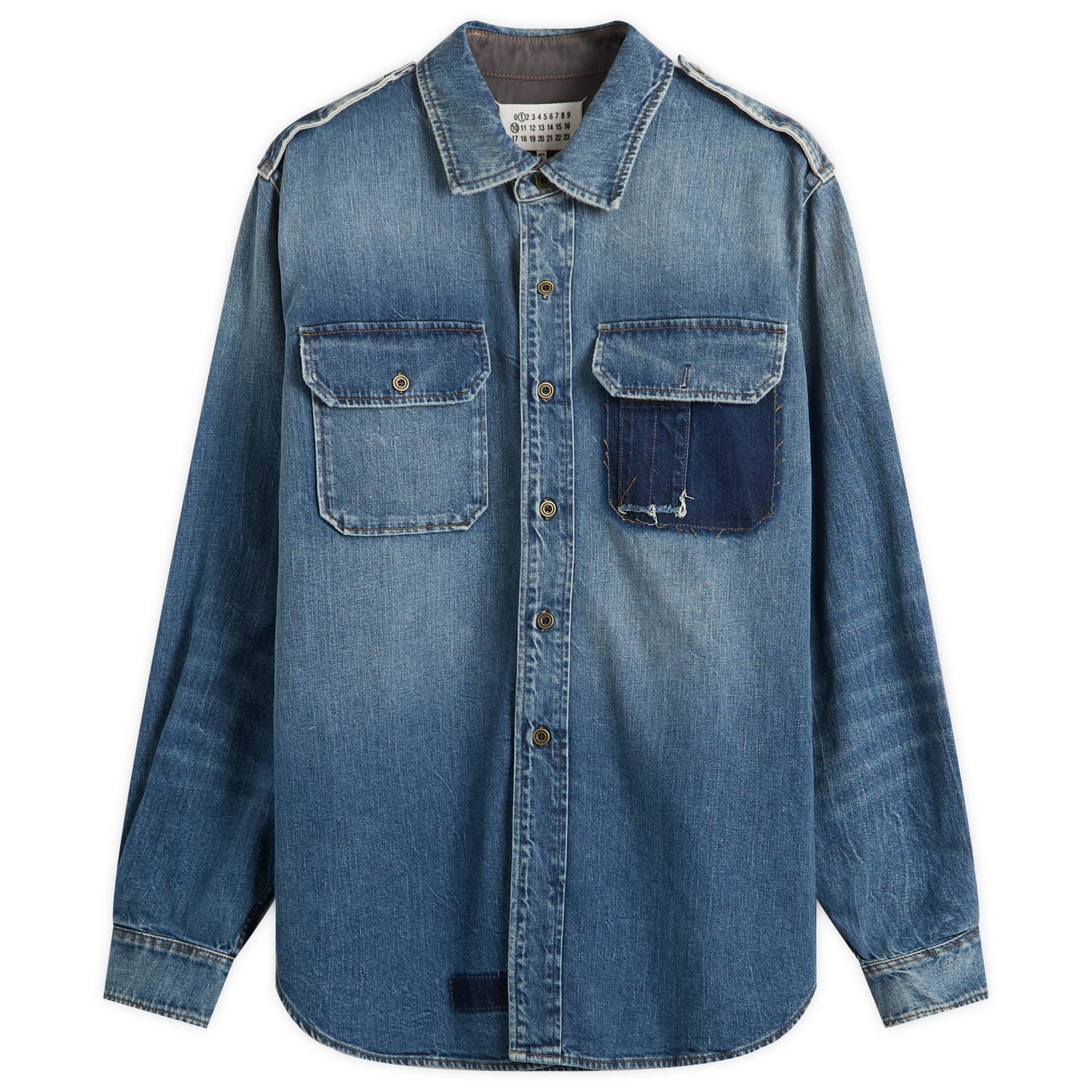 Яке Maison Margiela Maison Margiela Distressed Patchwork Denim Shirt Jacket Синьо | S50DT0064-M30034-961, 1