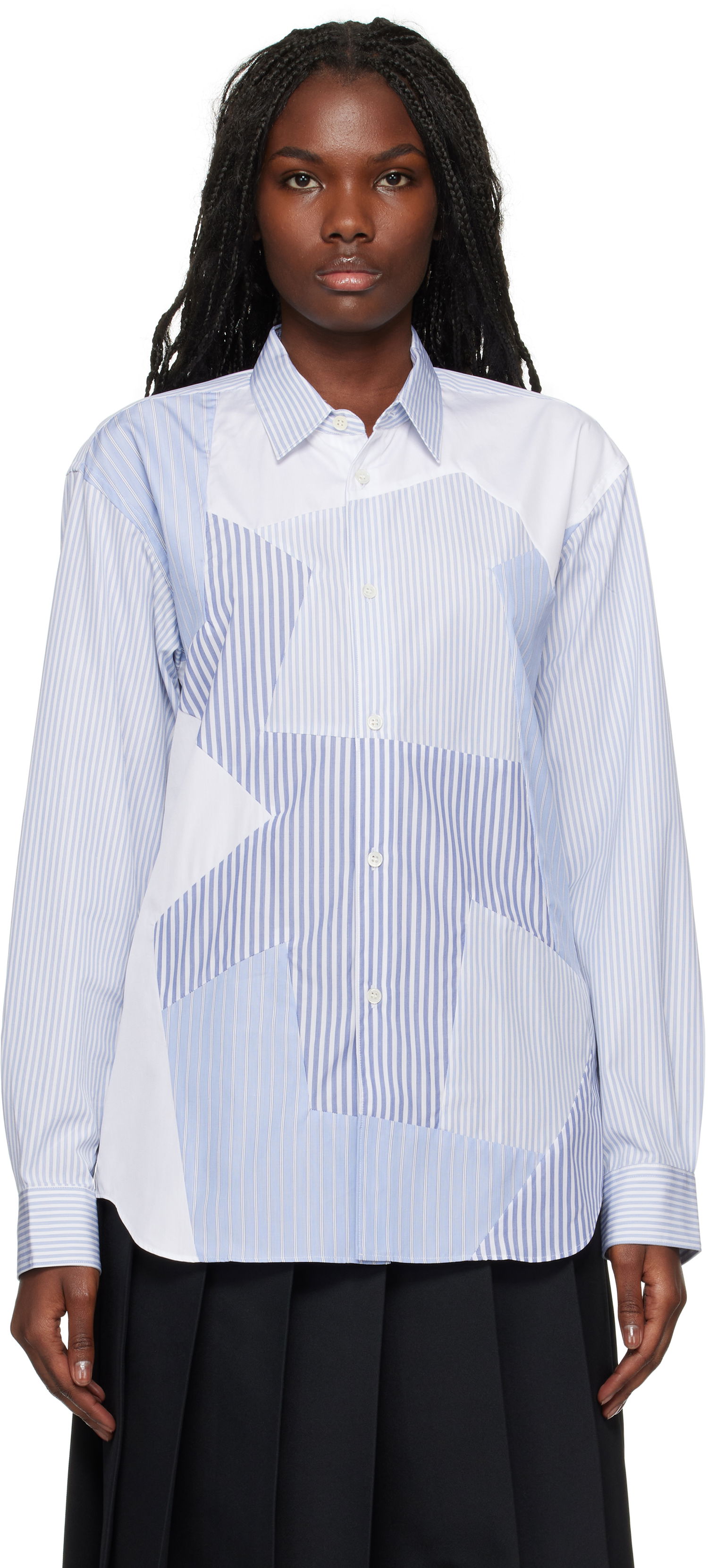 Риза Comme des Garçons Stripe Poplin Shirt Синьо | FN-B027-W24, 0