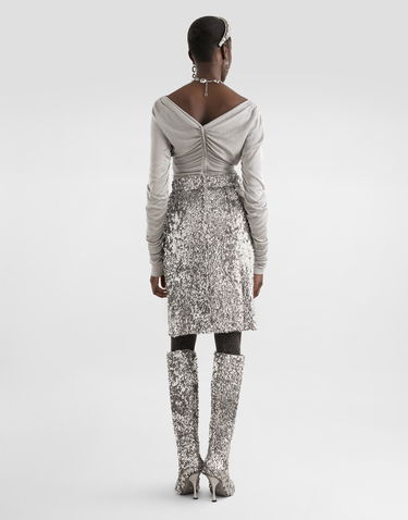 Фланелка Dolce & Gabbana Lamé Jersey Top Металик | F7AM5THU7WCS0998, 2