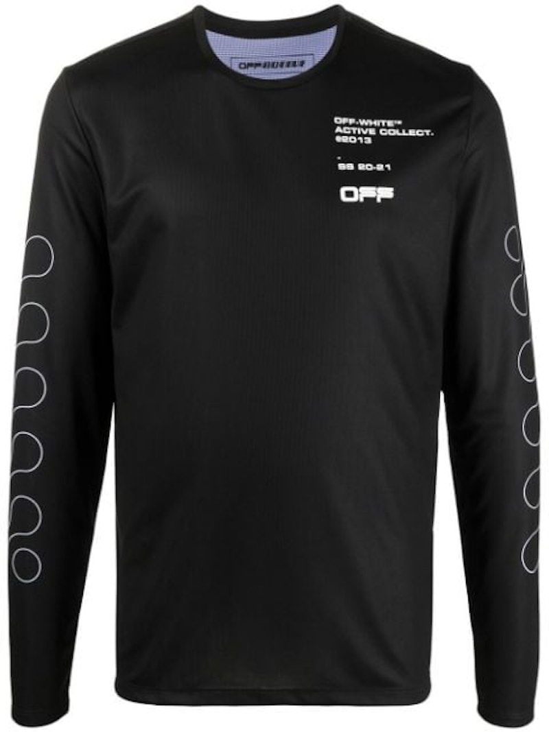 Тениска Off-White Active Diag L/S T-shirt Black/White Черно | OMVB013V21FAB0021001, 0