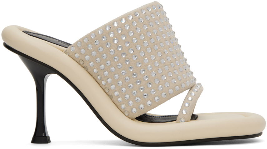 Аксесоари JW Anderson JW Anderson Bumper-Tube Crystal-Embellished Heeled Mules Бежово | ANW40011A, 0