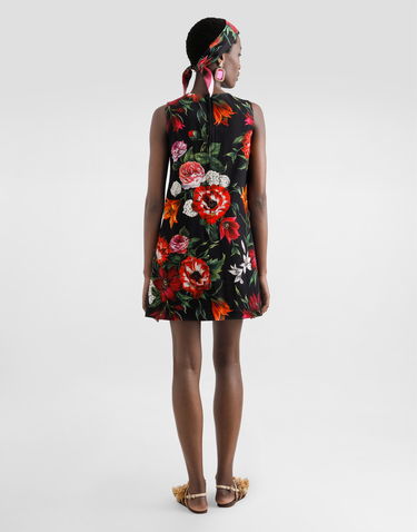 Pокля Dolce & Gabbana Dolce & Gabbana Floral Print Sleeveless Mini Dress Черно | F6TWFTFSRQTHN5PB, 2
