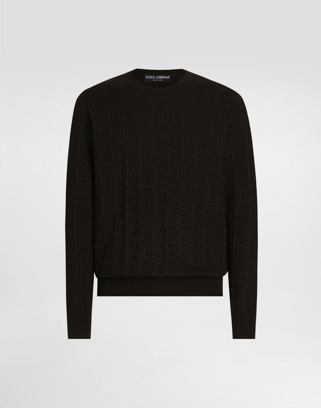 Dolce & Gabbana Silk Round-Neck Sweater with DG Logo Embroidery