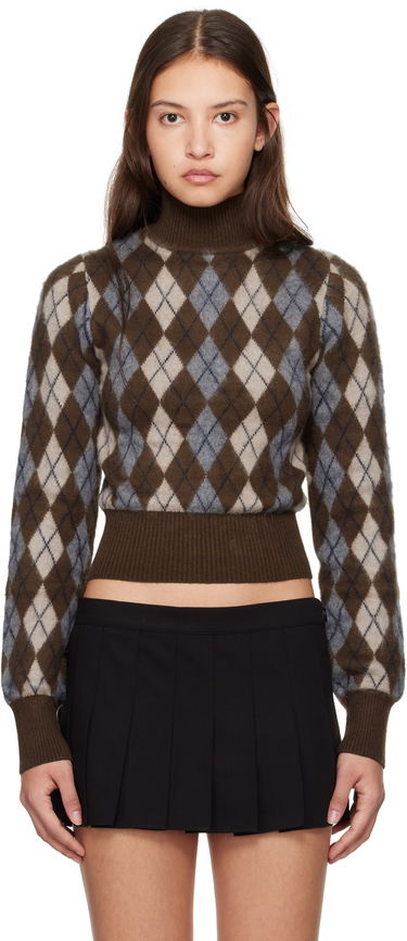 Пуловер GUIZIO Guizio Delia Argyle Cropped Turtleneck Sweater Кафяво | H24603S047, 0