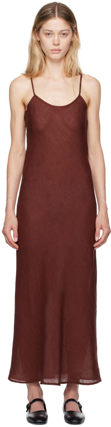 Pокля Baserange Maxi Linen Dress Бургунди | DRDY-LI-AU24, 0