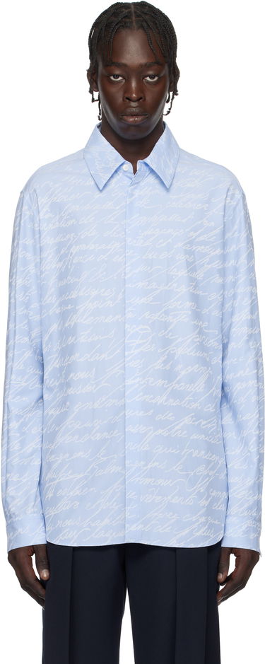 Риза Balmain Love Letter Print Shirt Синьо | EH1HS405CF82, 0