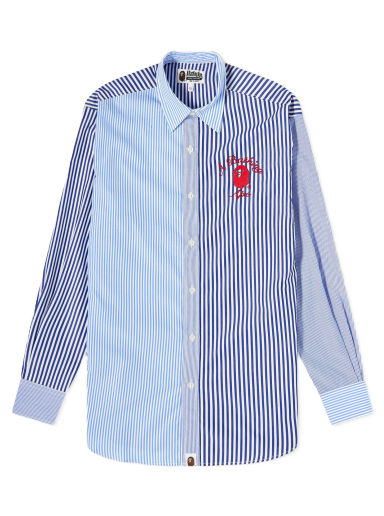 Риза BAPE College Multi Striped Oversized Shirt Blue Синьо | 001SHJ302001L-BLE