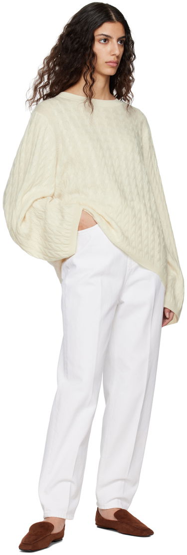 Пуловер TOTEME TOTEME Crewneck Cable Knit Sweater Бяло | 212-569-751, 3