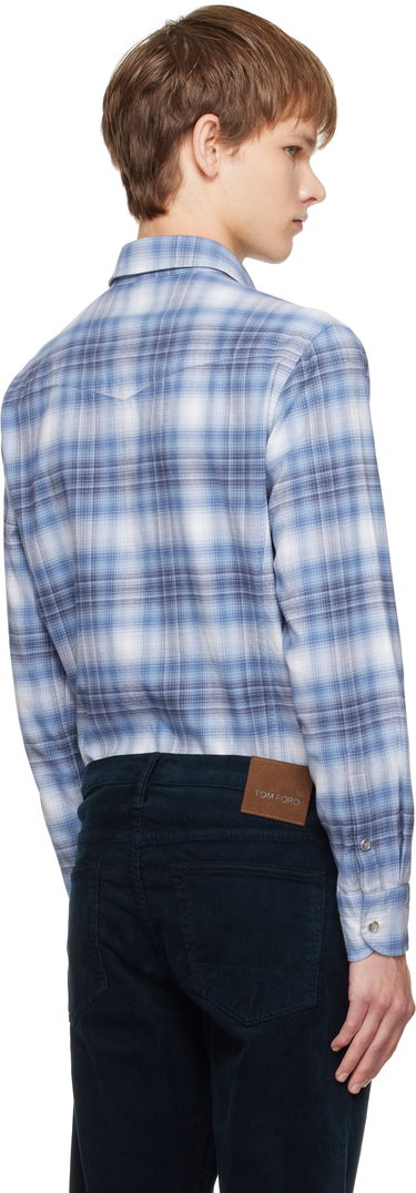 Риза Tom Ford TOM FORD Check Western Shirt Синьо | HDS001-FMC243, 2