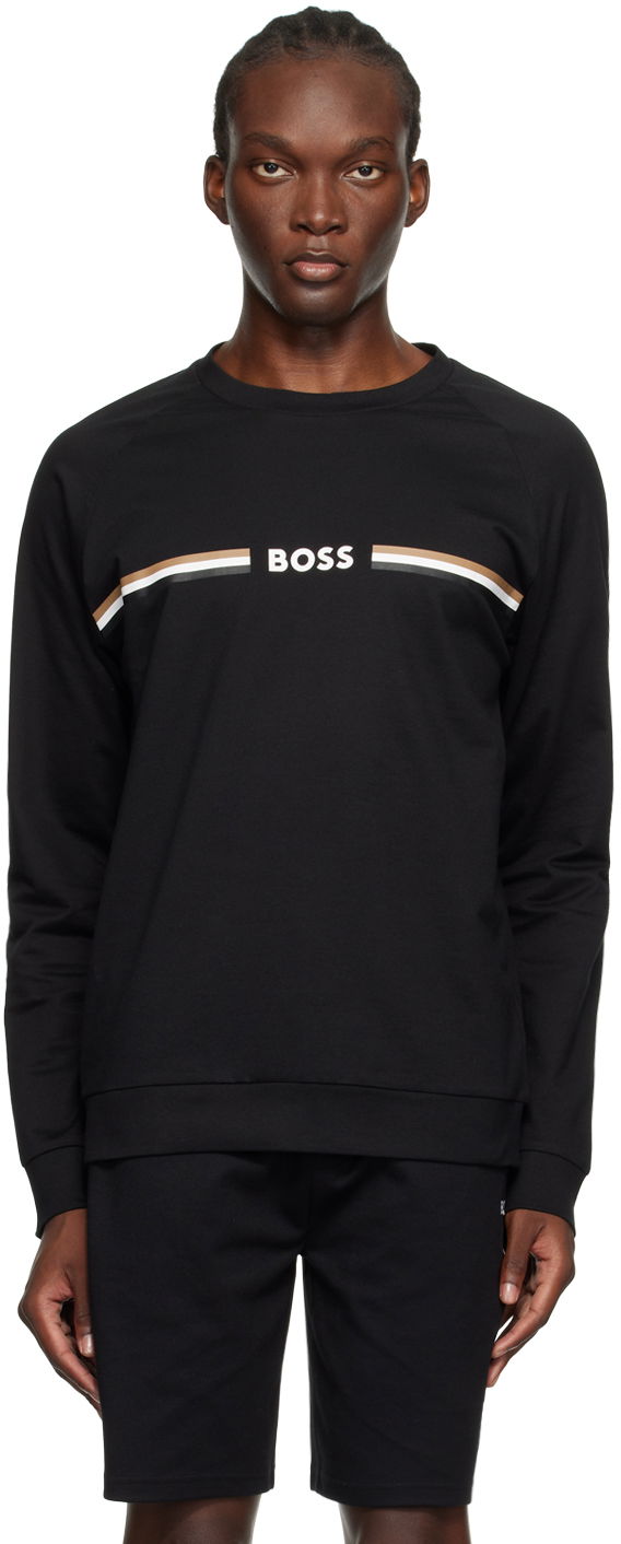 Пуловер BOSS Stripe Sweatshirt Черно | 50521749