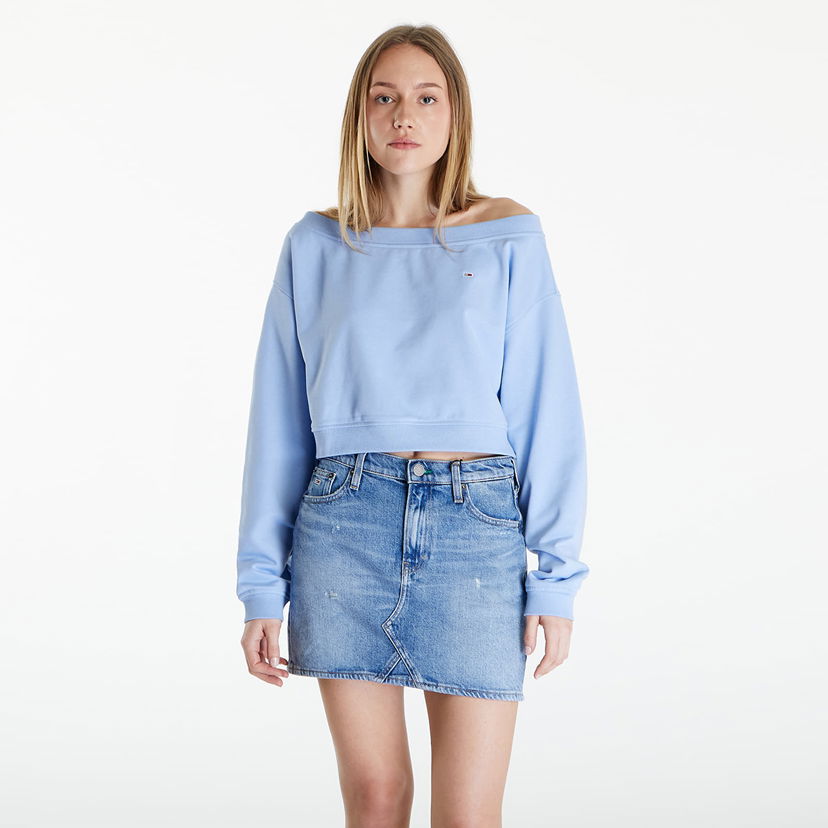 Суитчър Tommy Hilfiger Cropped Off Shoulder Sweatshirt Тюркоазено | DW0DW17956 C3S