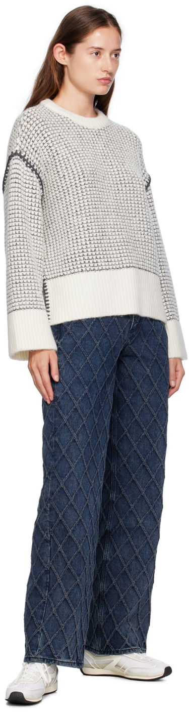 Пуловер rag & bone Katie Waffle Knit Sweater Бяло | WAS24F050SA50, 3