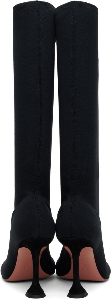 Кецове и обувки Amina Muaddi Amina Muaddi Veneda Stretch Tall Boots Черно | VENEDA STRETCH BOOT 95 KNIT, 1