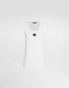 Dolce & Gabbana Oversize Jersey Tank Top with DG Logo Embroidery