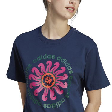 Тениска adidas Performance Women's Floral Graphic Cropped T-Shirt Синьо | IM2390, 4