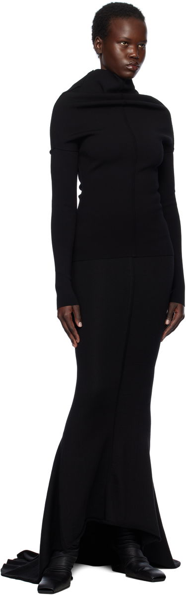 Пуловер Rick Owens Rick Owens Hollywood Draped Long Sleeve Turtleneck Top Черно | RP01E7690 KST, 3