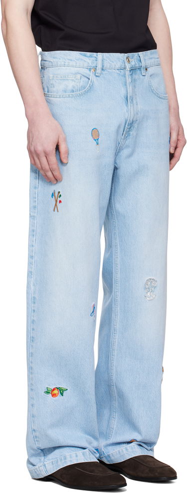 Дънки Casablanca Casablanca Embroidered Motif Jeans Синьо | MPS25-TR-230-01, 1